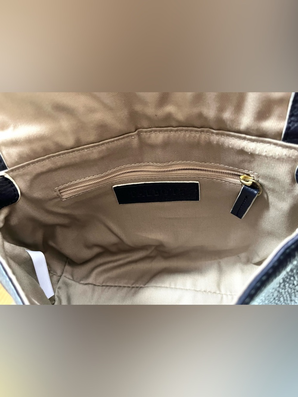 Talbots Navy Pebbled Leather Crossbody Bag with Gold Accent - Picture 10 of 11